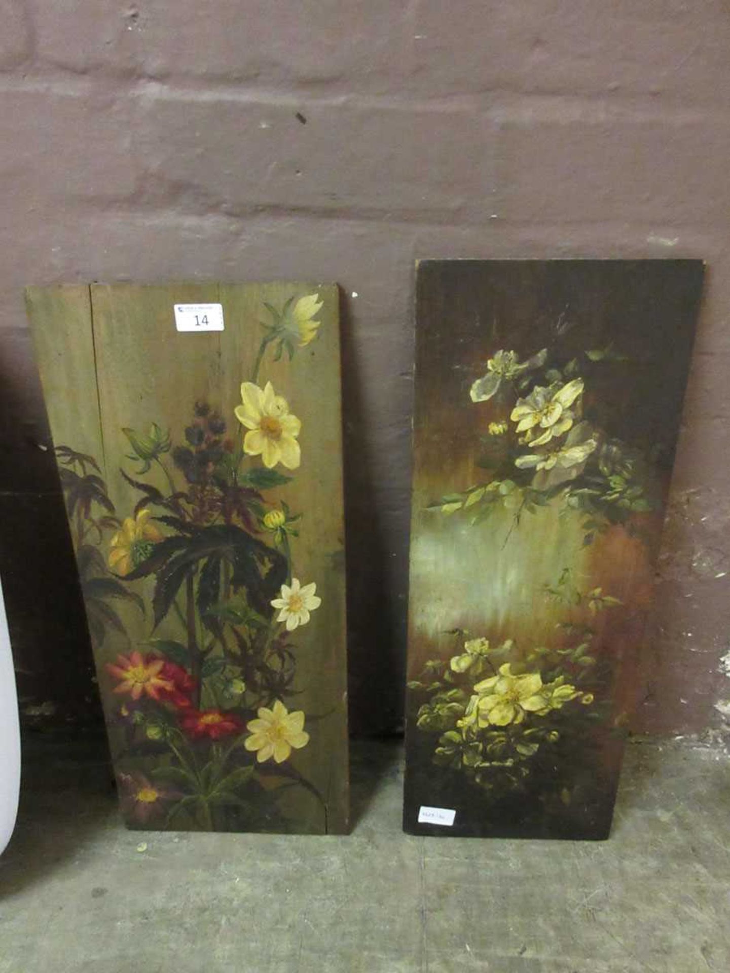 A pair of Victorian floral paintings on oak panels