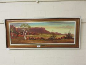 H.Goth, Mount Gillen, South Africa, signed oil on board, 24cm x 74cm