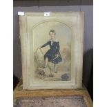 James Ashley, portrait of young boy with stick and hoop, signed and dated 1843, watercolour 41.5cm x