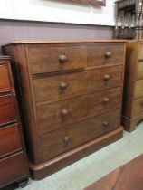 A Victorian mahogany chest of two short over three long drawers on plinth base, approx. 112cm wide