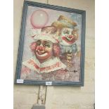 A modern oil on canvas depicting clowns