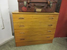 A 1970s satin birch chest of four drawers, 90cm wide