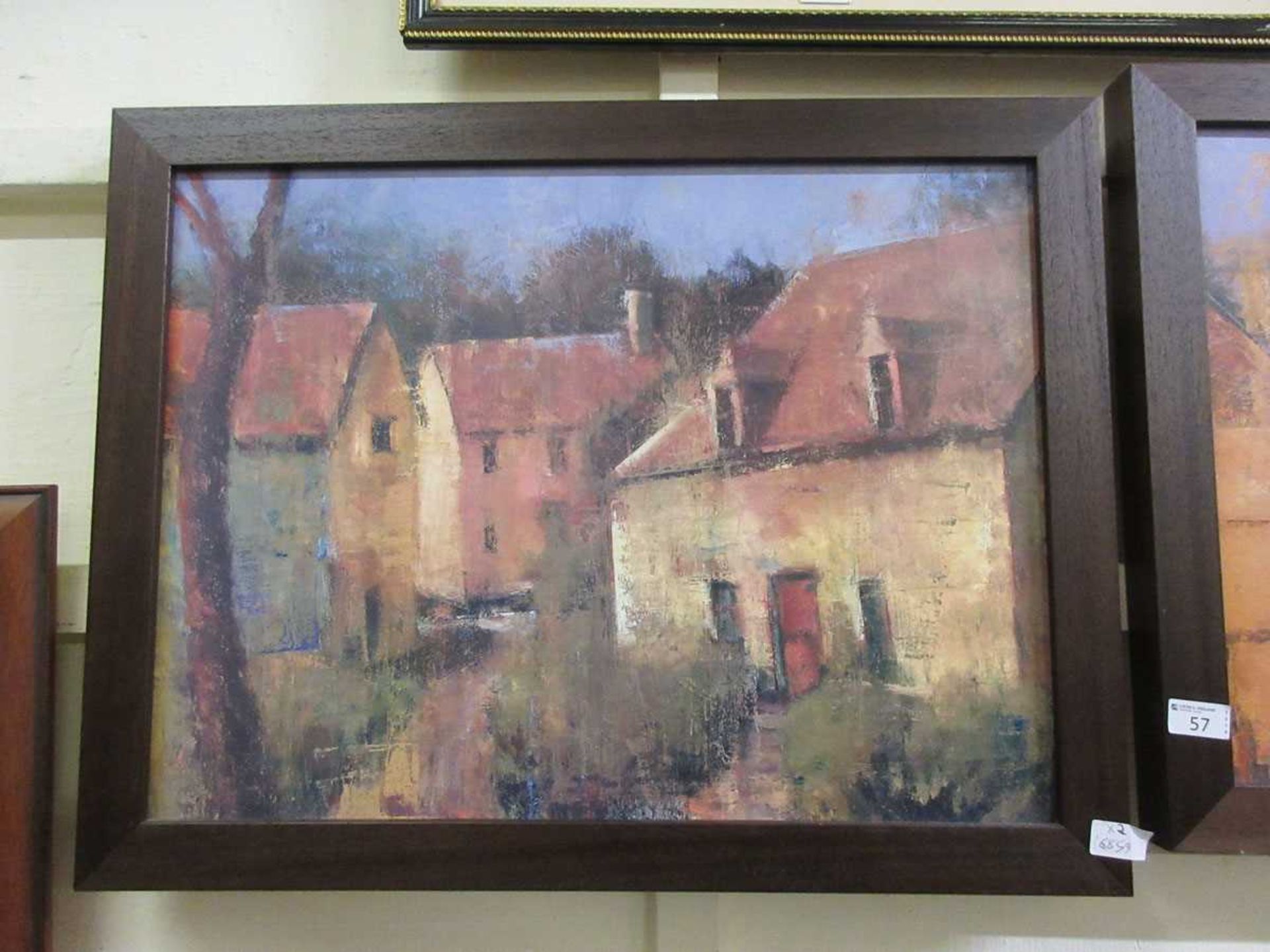 A pair of French style rural townscapes on board - Image 2 of 3