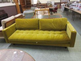 A substantial modern olive green upholstered settee Dimensions: H, (Seat) 45cm (Back) 95cm , W,