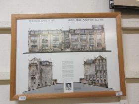 A framed print 'The Glasgow School Of Art - Charles Rennie Mackintosh 1868-1928'