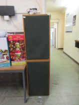 A pair of 1970s/80s hand made teak cased stereo speakers, no maker's mark to speaker cones,