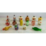 COLLECTION OF SNUFF BOTTLES, sixteen various, mainly 19th century, including overlay glass,