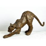 FRED GORDON LEOPARD SCULPTURE, 78cm L x 38cm H.