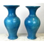 VASES, a pair, turquoise glazed ceramic, 58cm H. (2)