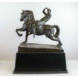 AFTER GEORGE FREDERIC WATTS RA, (1817-1904) 'PHYSICAL ENERGY', bronze on base, 48cm L x 65cm H.