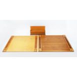LINLEY DESK ACCESSORIES, including; writing surfaces, a pair, 59cm x 46cm and letter rack, 35cm x