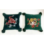 GUCCI CUSHIONS, two, Snake and Tiger, 40cm x 40cm. (2)