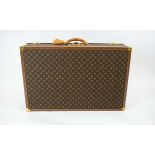 LOUIS VUITTON ALZER TRUNK/SUITCASE, monogram canvas, brass stamped main lock and clasps, leather