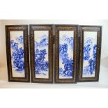 CHINESE PORCELAIN PANELS, four, republic (1912-1949), framed, 91cm H x 36cm (each panel). (4)