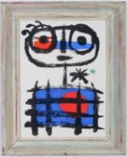 JOAN MIRO, Abstracts in colours quadichrome, vintage French frame, 30cm x 22cm.