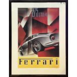 PULLMAN EDITIONS FERRARI POSTER, limited edition of 280, 120cm x 87cm, framed and glazed.