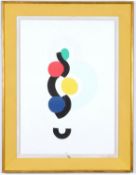 SONIA DELAUNAY, Abstract Quadrichrome, vintage French frame, 75cm x 53cm. (Subject to ARR - see