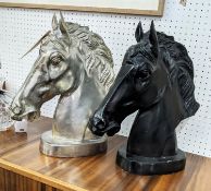 CONTEMPORARY SCHOOL SCULPTURAL HORSE HEADS, collection of two, differing finishes. (2)