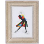 SONIA DELAUNAY, Pochoir, Femme 1969 - 27 pochoir design, vintage French frame, 28cm x 18cm. (Subject