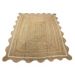 SCALLOPED EDGE JUTE RUG, 311cm x 250cm.