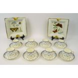 ROYAL CROWN DERBY COFFEE CANTEENS, a set of eight with saucers along with a pair of limoges