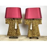 'KIMONO' TABLE LAMPS, a pair, with shades, 81cm H. (2)