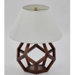 LAUREN RALPH LAUREN HOME TABLE LAMPS, a pair, mahogany geodesic design, with shades, 62cm H x