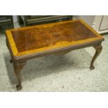 LOW TABLE, 44cm H x 93cm W x 48cm D, Queen Anne style walnut and burr walnut, with crossbanded