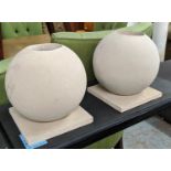 CERAMIC LANTERNS, a pair, 23cm H, contemporary design. (2)