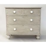 CHEST, 19th century English grey painted and black lined with two short and two long drawers, 92cm x