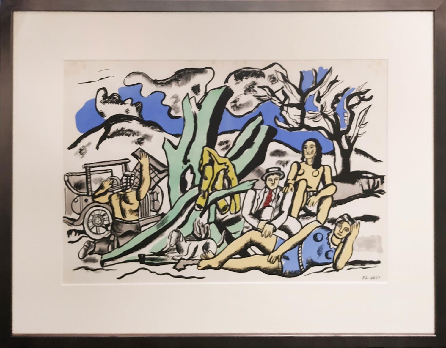 FERNAND LEGER 'Le Partie de Campagne', lithograph, 34cm x 52cm, published 'verve' 1952, framed.