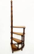 SPIRAL LIBRARY STEPS, George III style mahogany with four spiral gilt tooled leather treads and