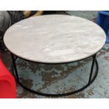 COCKTAIL TABLE, 100cm diam x 40.5cm, contemporary design, marble top.