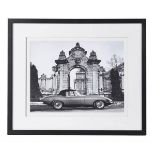 CONTEMPORARY SCHOOL PHOTO PRINT, E-type Jaguar, framed and glazed, 48cm x 58cm.