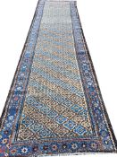 ANTIQUE PERSIAN MALAYER RUNNER, 310cm x 89cm.
