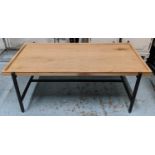 LOW TABLE, 110cm x 40cm x 60cm, oak veneer top, metal base.