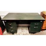 DESK, 77cm x 140cm x 78cm H, green metal, mid 20th century industrial style.