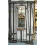 HALL STAND, 194cm H x 115cm W x 41cm D, Art Deco wrought iron, copper and marble, circa 1925, with