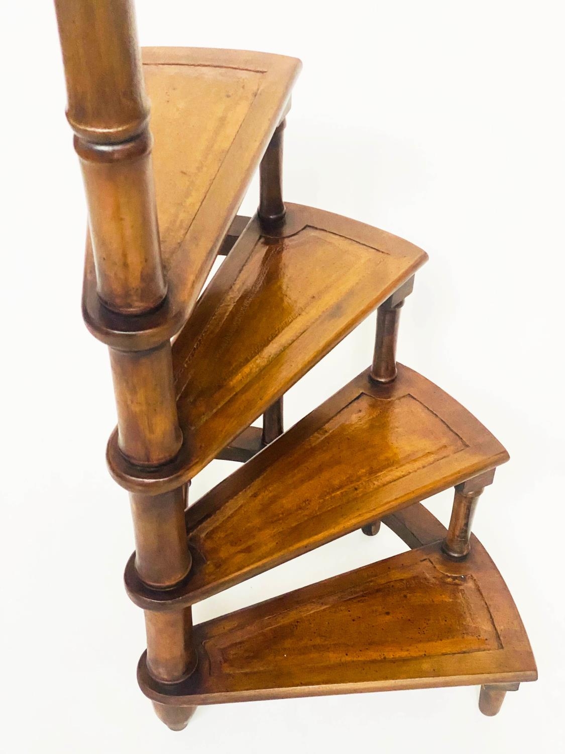 SPIRAL LIBRARY STEPS, George III style mahogany with four spiral gilt tooled leather treads and - Image 2 of 6