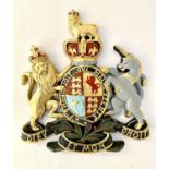 ARMORIAL WALL RELIEF PLAQUE, 75cm high, 70cm wide, 6cm thickness, hand painted.