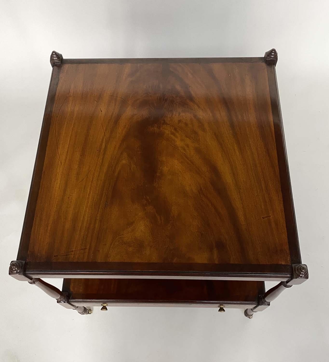 LAMP TABLES, a pair, George III design flame mahogany each with two tiers and a drawer, 56cm x - Image 4 of 5