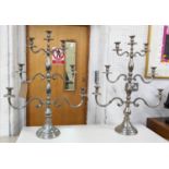 CANDELABRA, a pair, 96cm H oversized, polished metal. (2)