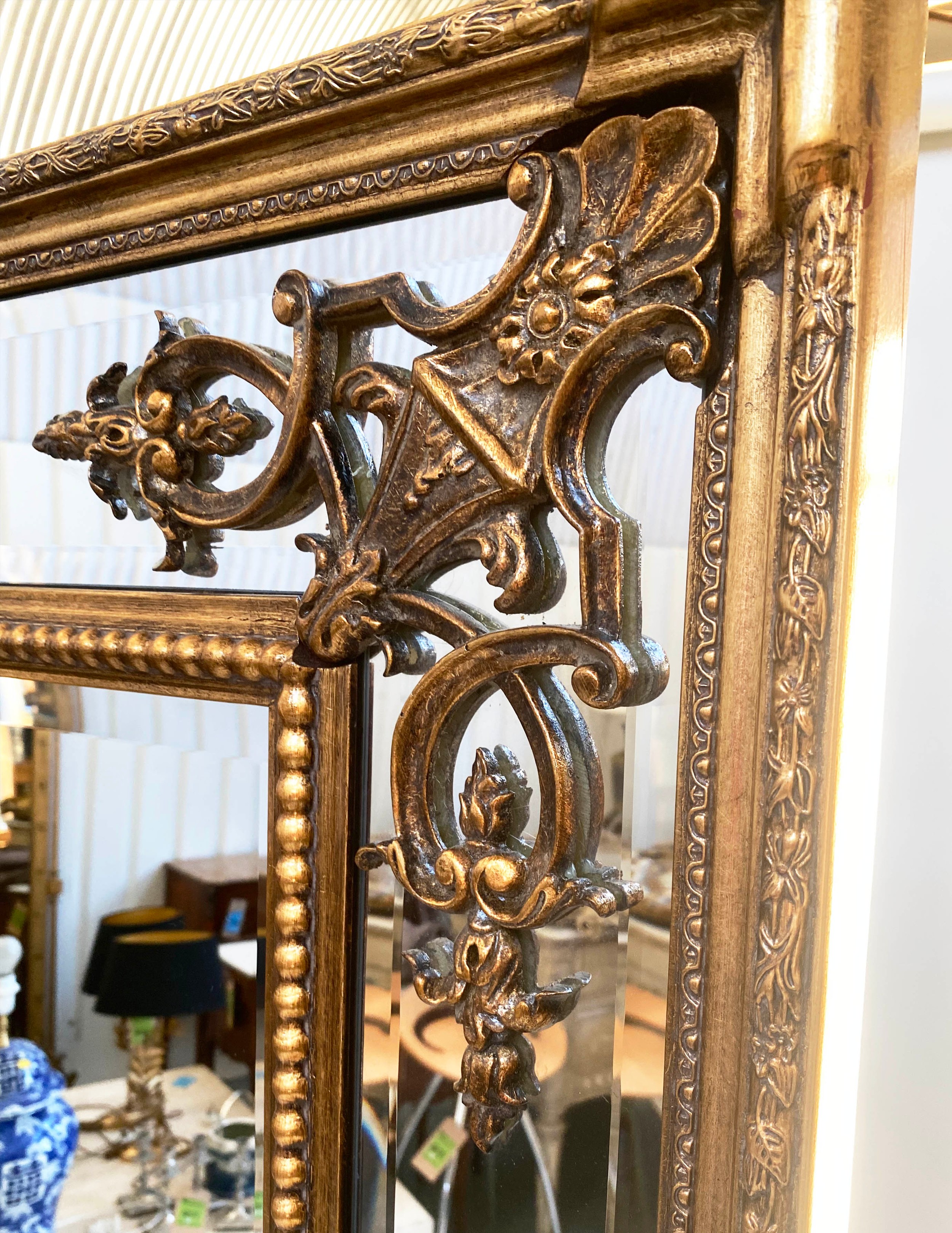 WALL MIRROR, giltwood and gesso with bevelled and marginal plates and beaded frame, 183cm H x 92cm. - Image 2 of 5