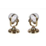 SOAP DISPENSERS, a pair, 19cm H x 9cm W, gilt metal and glass funnels. (2)