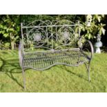 GARDEN BENCH, 98cm high, 110cm wide, 67cm deep, in the Italian style, metal distressed finish.