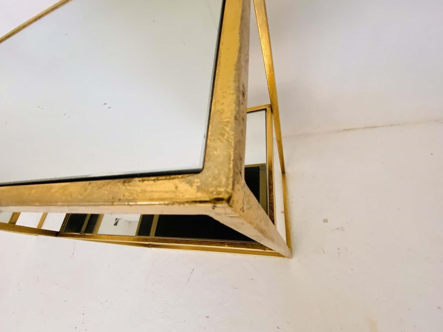 SIDE TABLES, a pair, 51cm x 28cm x 61cm, mirrored glass shelves, gilt metal frames. (2) - Image 4 of 4