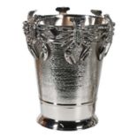 CHAMPAGNE COOLER, 29cm x 22cm diam., lobster applied decoration, chrome finish.