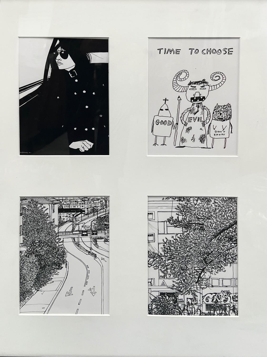 AFTER DAVID SHRIGLEY, a set of six lithographs framed as one, 100cm x 77cm, glazed. (6) - Image 3 of 3