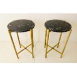 MARTINI TABLES, a pair, 63cm high x 44cm diameter, marble and gilt metal. (2)