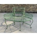 GARDEN TREE BENCH, 78cm high, 139cm diameter, Regency style, green metal finish.